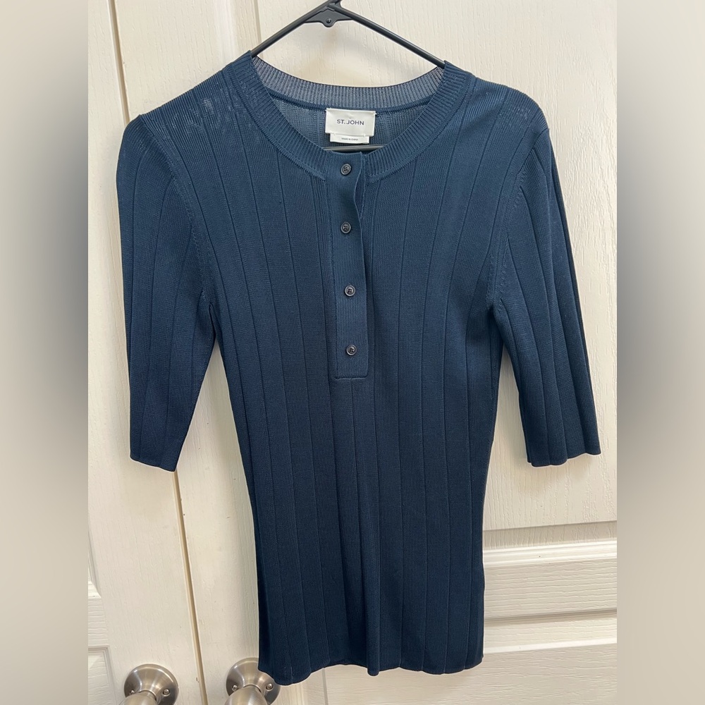 St John Elbow ribbed Knit Henley